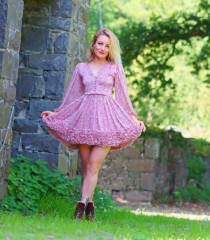 pink-dress-in-farm-yard-